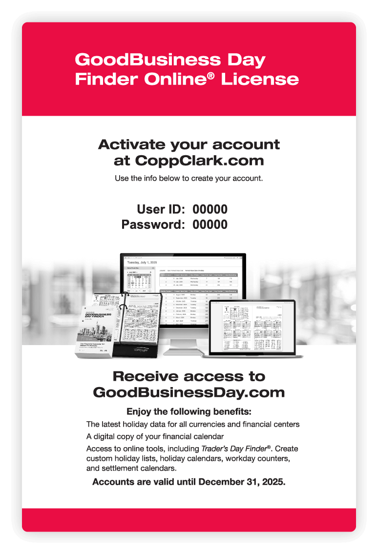 Goodbusiness Day Finder Online License Card